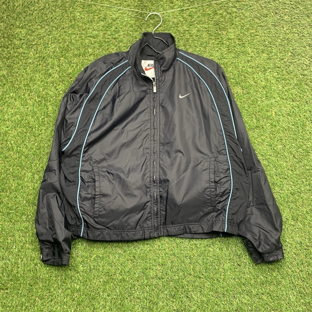 Nike Track Jacket Youth Large Full Zip Black Running Windbreaker Sportswear y2k